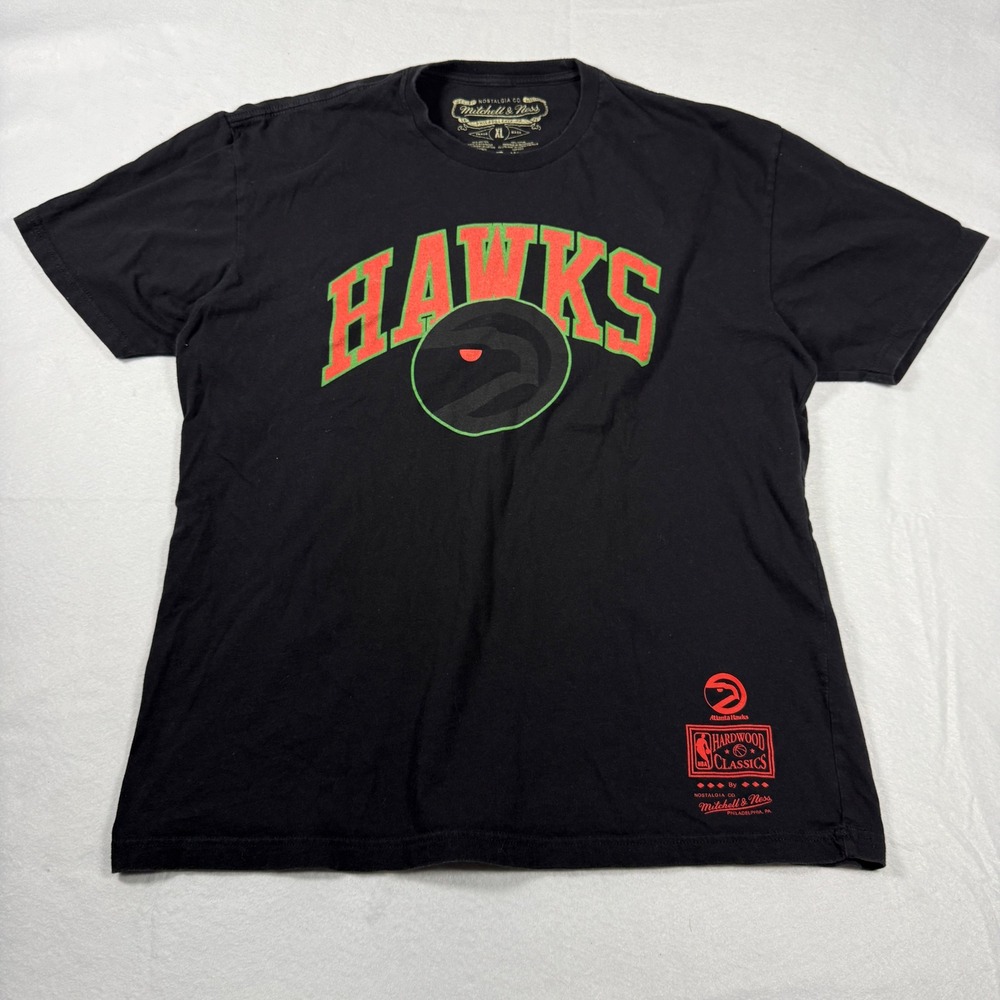 Mitchell & Ness Atlanta Hawks T-Shirt XL Black Hardwood Classics NBA Mens Tee